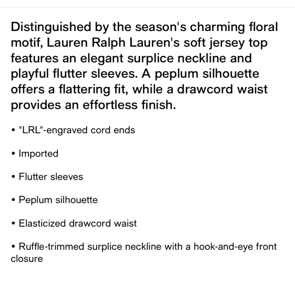 Lauren Ralph Lauren floral jersey surplice top with flutter sleeves - Picture 2 of 9